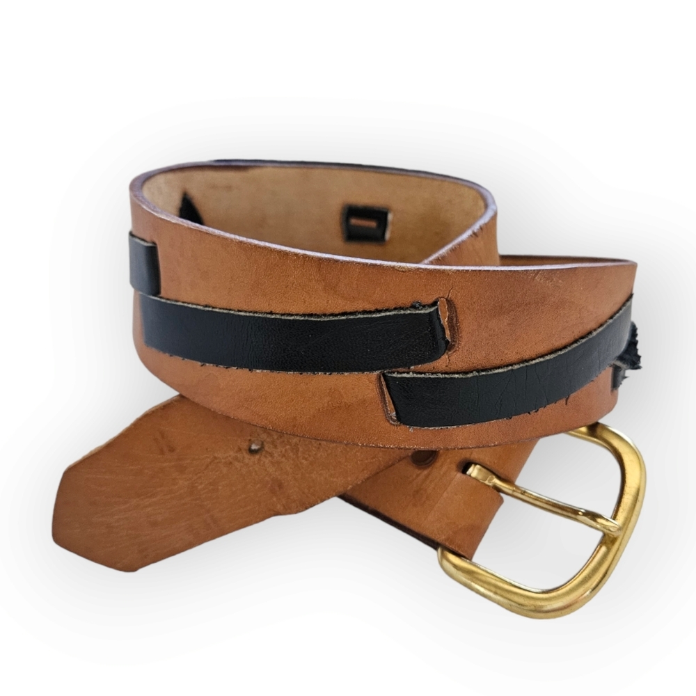 Sego Black and Tan Leather Belt Made in USA Size 32